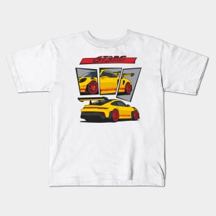 car 911 gt3 rs racing edition detail yellow red Kids T-Shirt